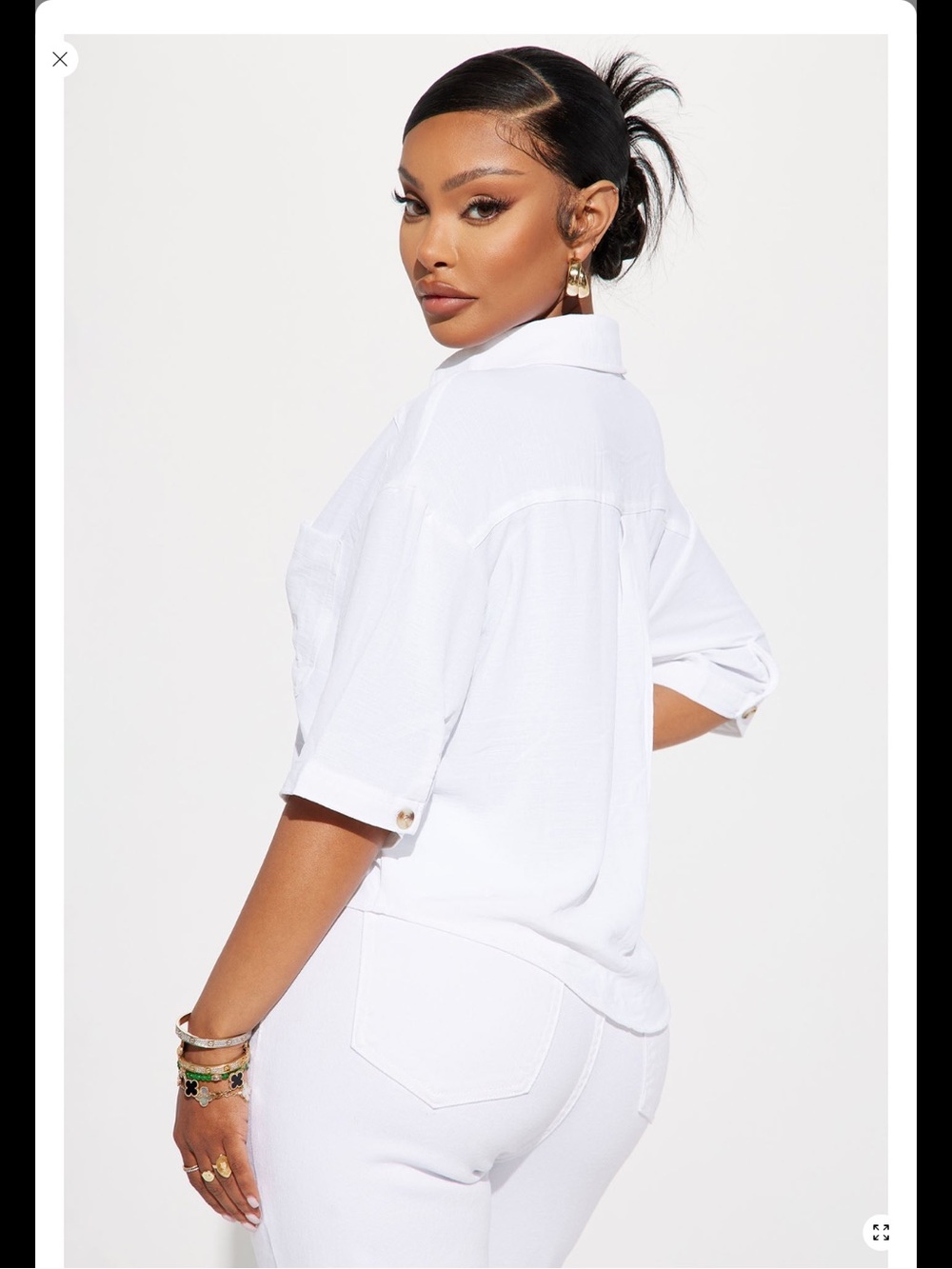 Fashion Nova White Button-Down Shirt